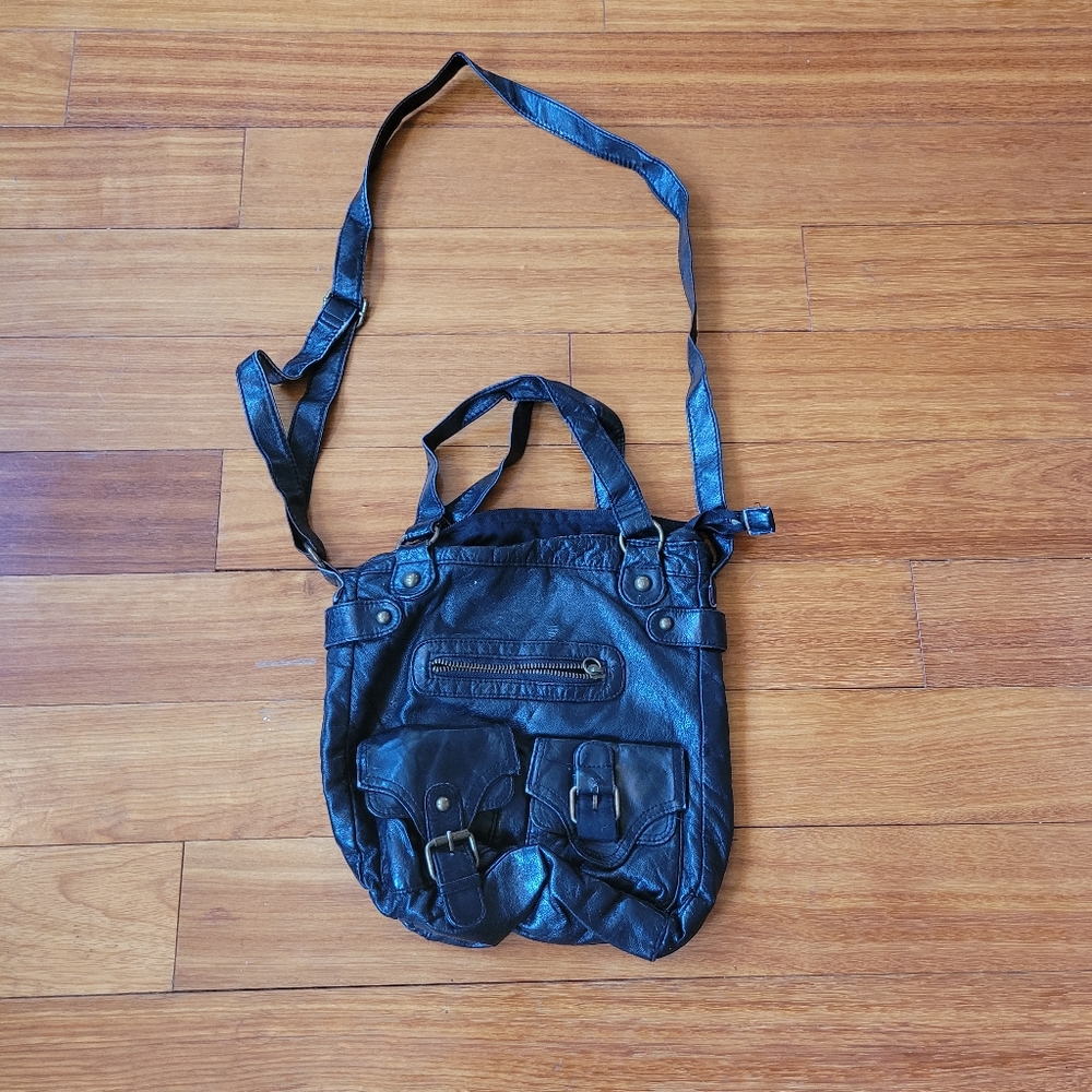Faux leather cross body bag